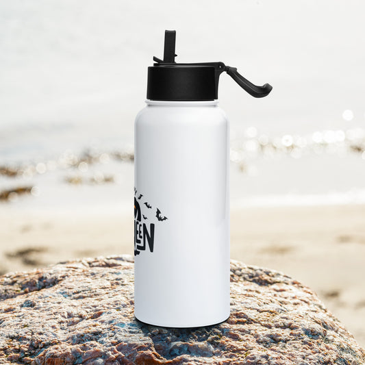 Stainless steel water bottle with a straw lid